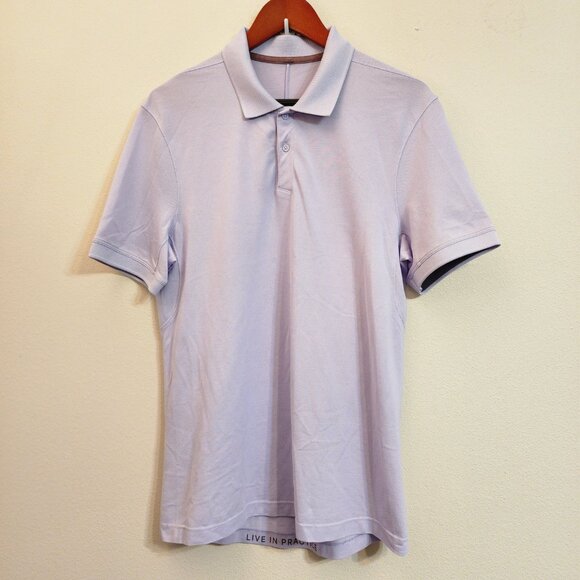 Lululemon Polo Shirt Purple Men M Golf Stretch Short Sleeve Cotton Blnd Sporty - Picture 2 of 14